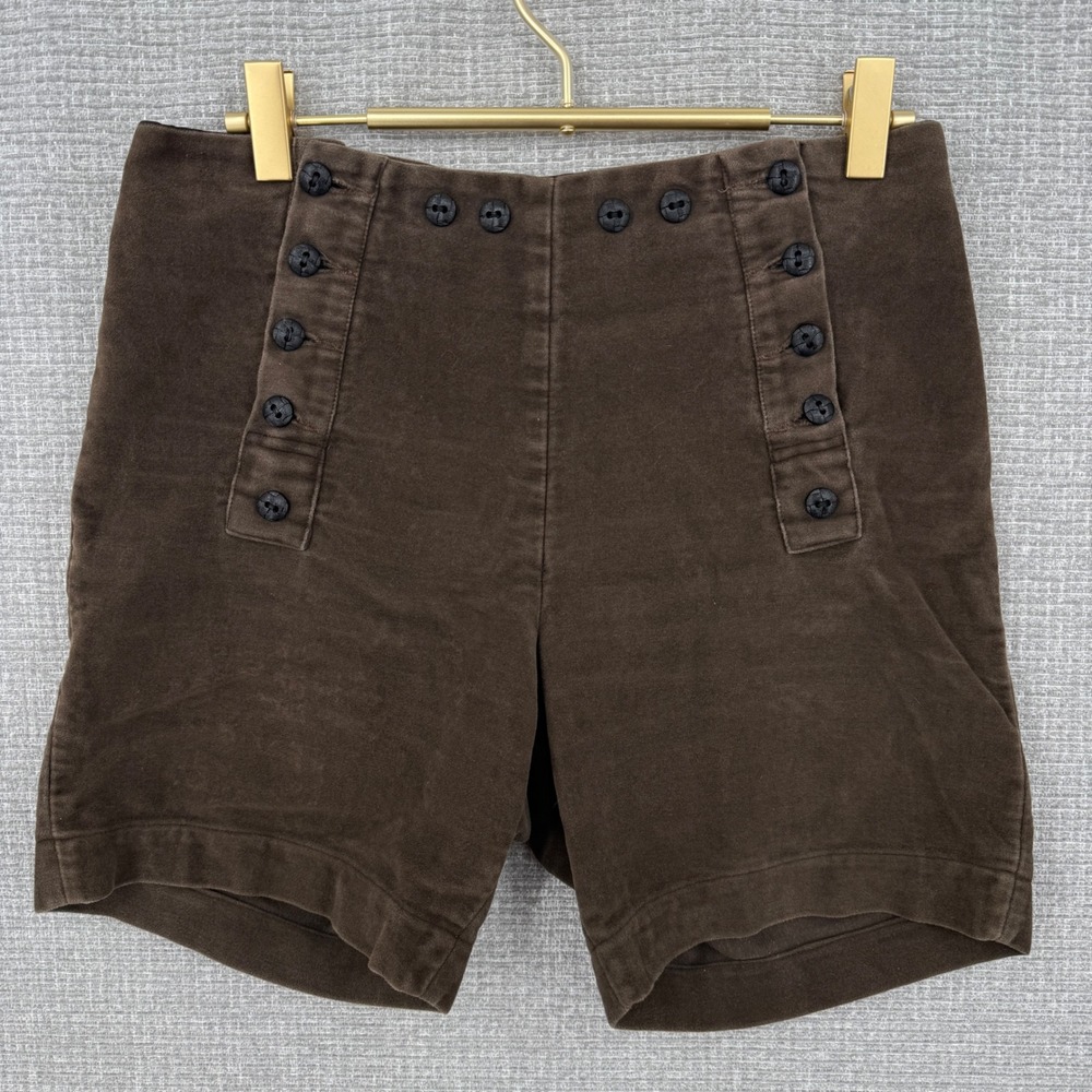 Vintage Yoko Fashions CA Women Shorts Sz L 14 Brown Sailor Button Retro Y2K Boho